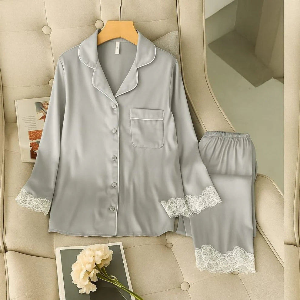 Dream Satin Pajamas Set 2.0 – Luxurious Faux Silk Sleepwear for Women