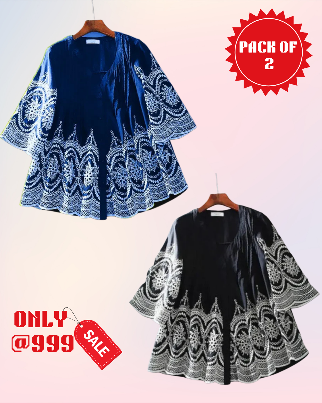 PACK OF 2 Luxury Cotton Chikankari Kurti