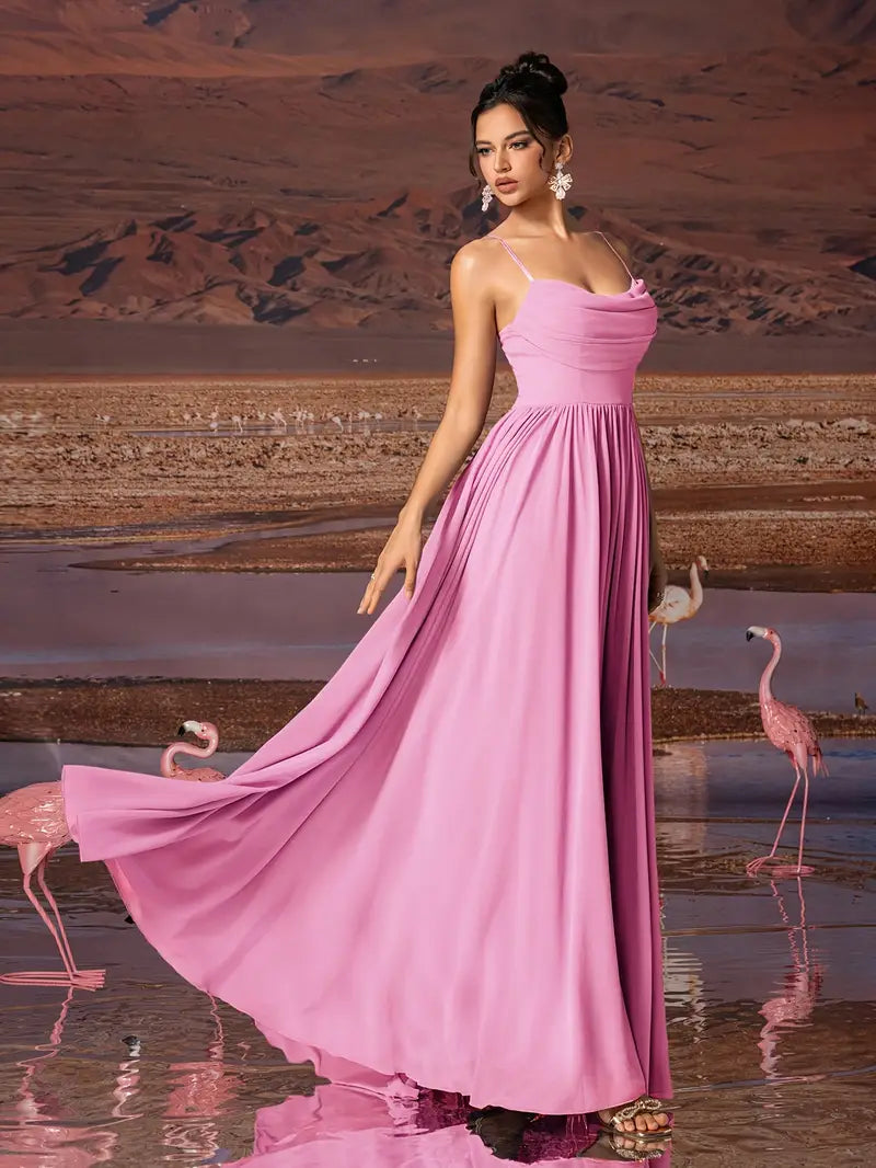 Chiffon Strapless Formal Gown – Stylish Ruched Waist Party Dress