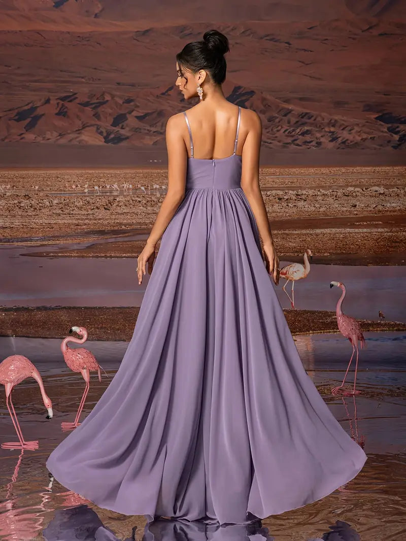 Chiffon Strapless Formal Gown – Stylish Ruched Waist Party Dress