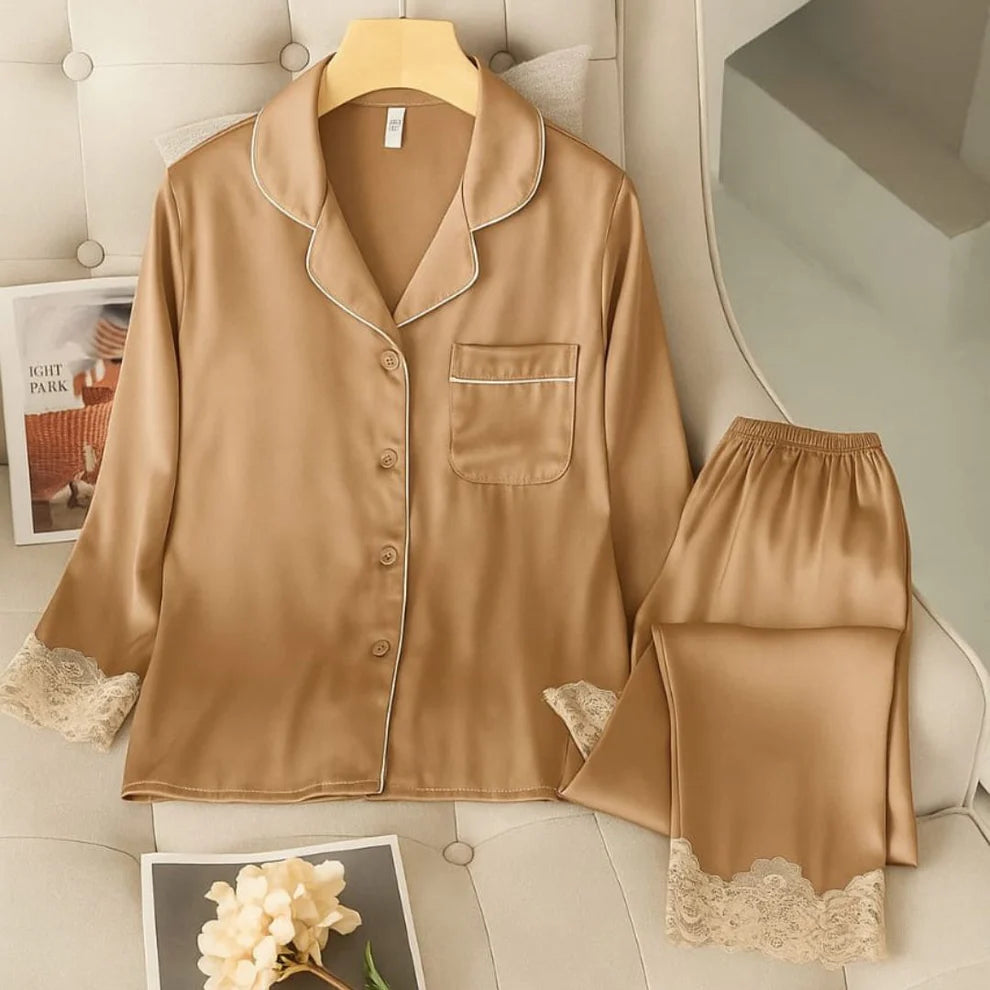 Dream Satin Pajamas Set 2.0 – Luxurious Faux Silk Sleepwear for Women