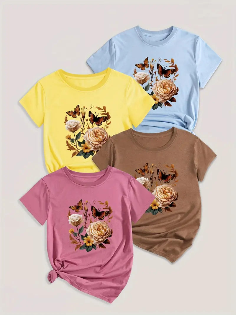 4Pc Stylish Graphic Print T-Shirts