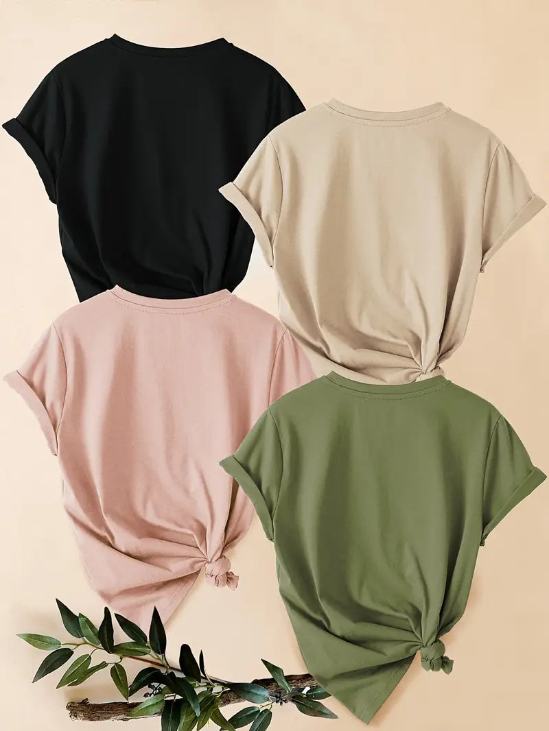 4Pc Stylish Graphic Print T-Shirts