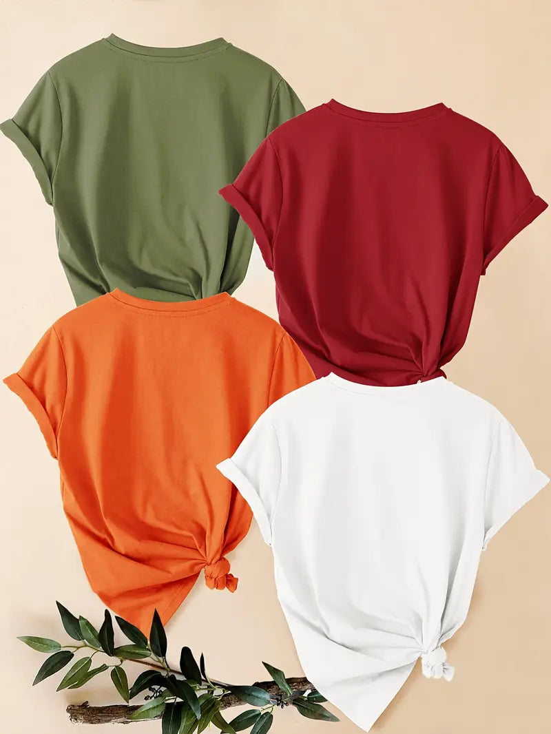 4Pc Stylish Graphic Print T-Shirts