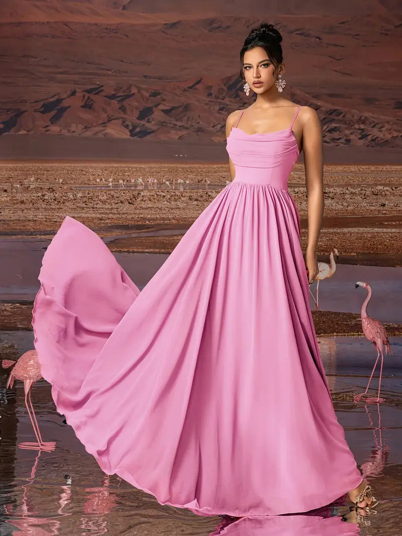Chiffon Strapless Formal Gown – Stylish Ruched Waist Party Dress