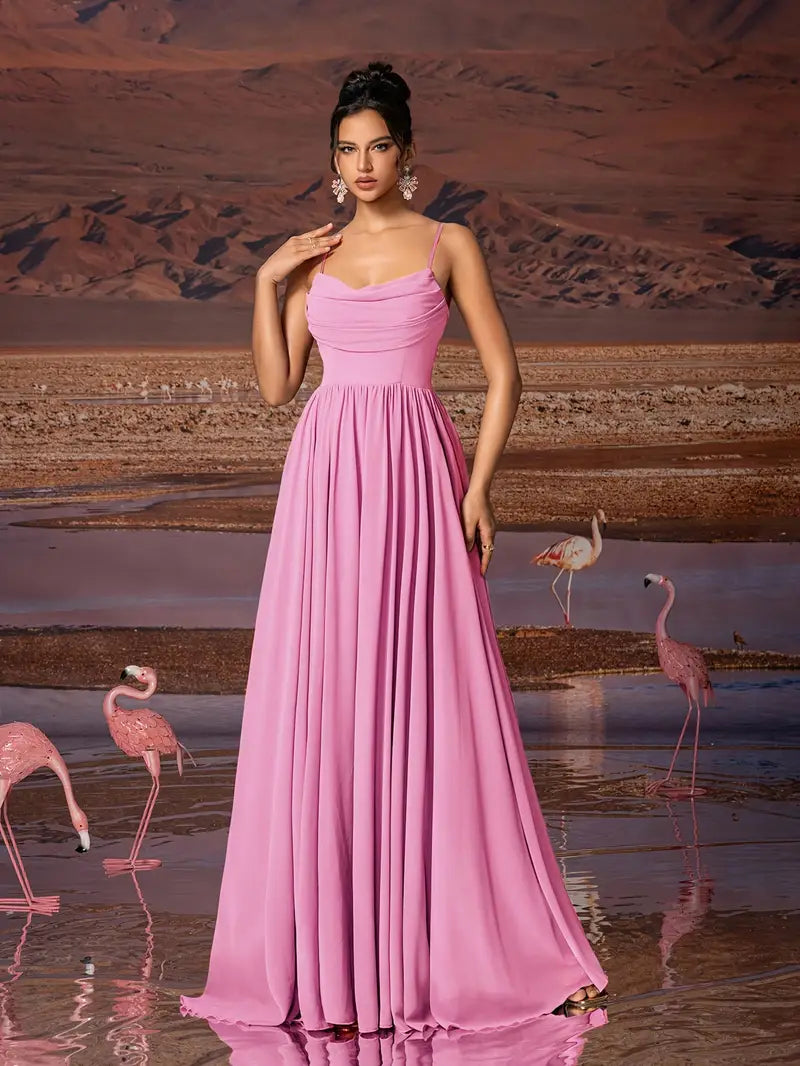 Chiffon Strapless Formal Gown – Stylish Ruched Waist Party Dress