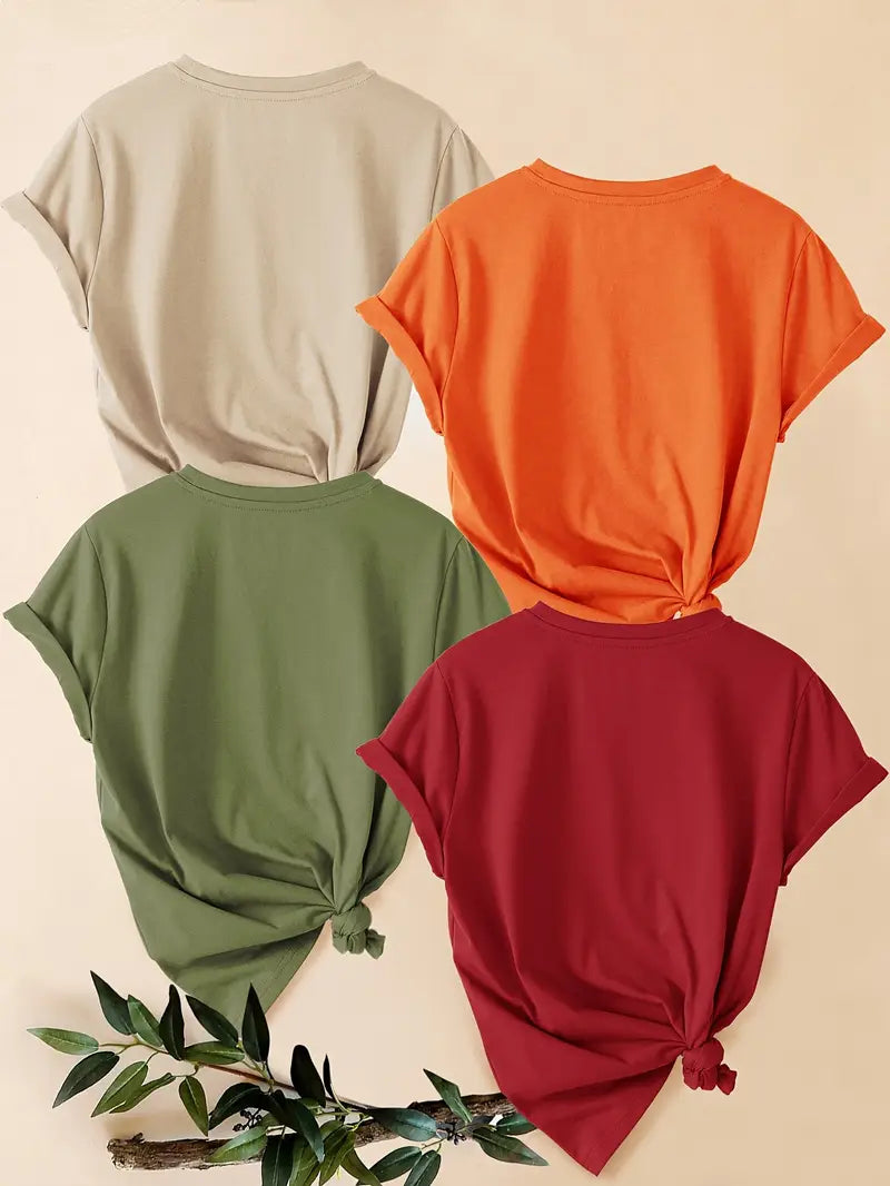 4Pc Stylish Graphic Print T-Shirts