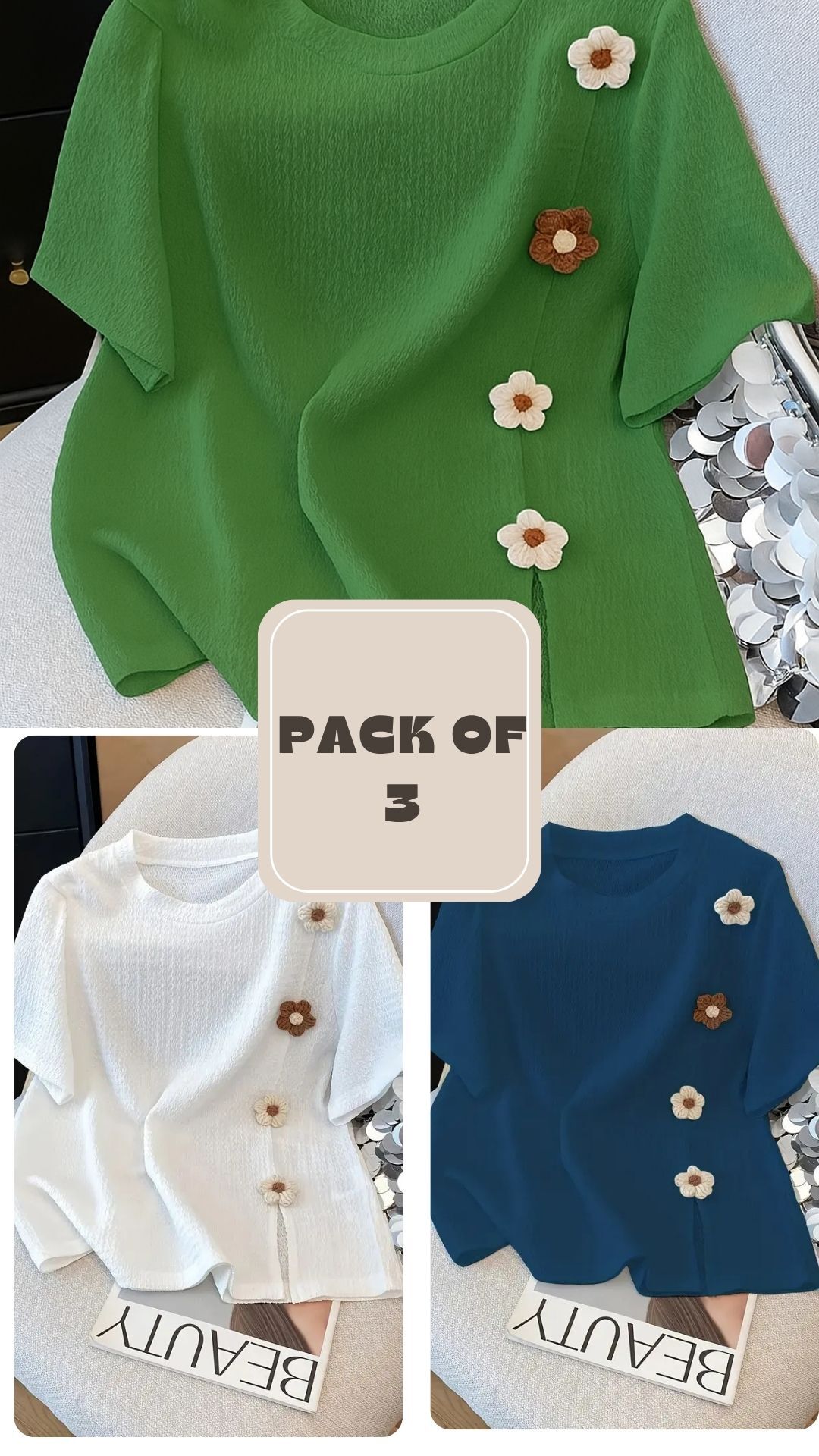 Pack of 3 just look like a wow & Elegant T- Shirt