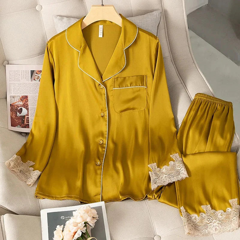 Dream Satin Pajamas Set 2.0 – Luxurious Faux Silk Sleepwear for Women