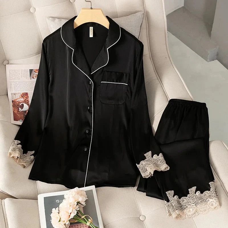 Dream Satin Pajamas Set 2.0 – Luxurious Faux Silk Sleepwear for Women