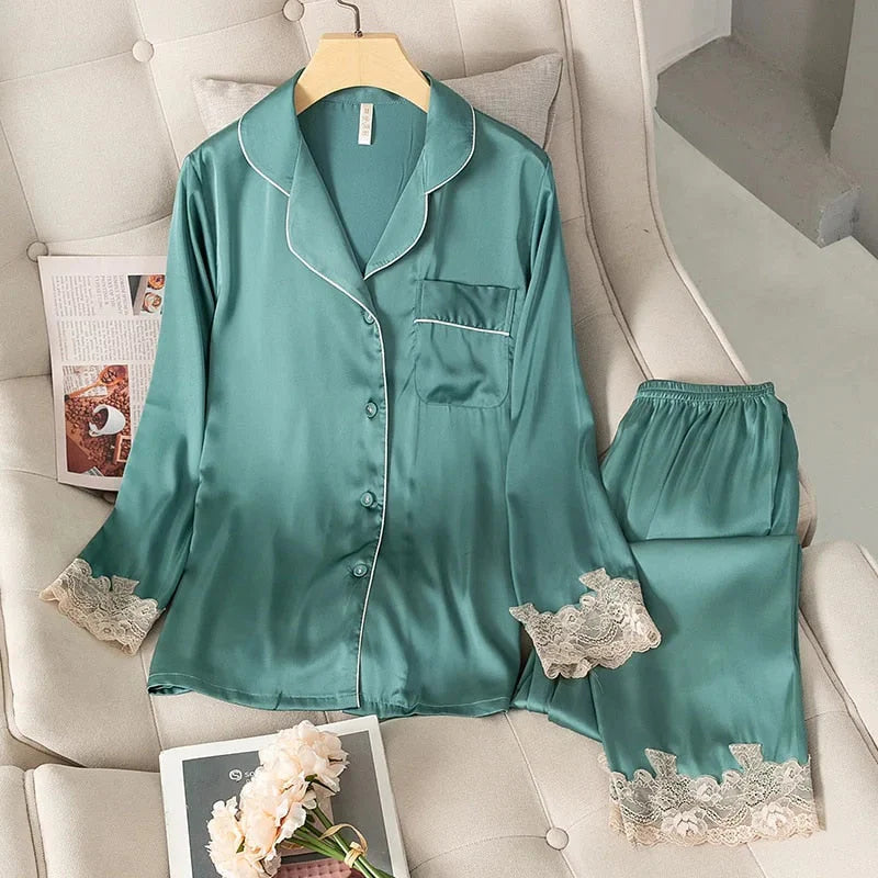 Dream Satin Pajamas Set 2.0 – Luxurious Faux Silk Sleepwear for Women
