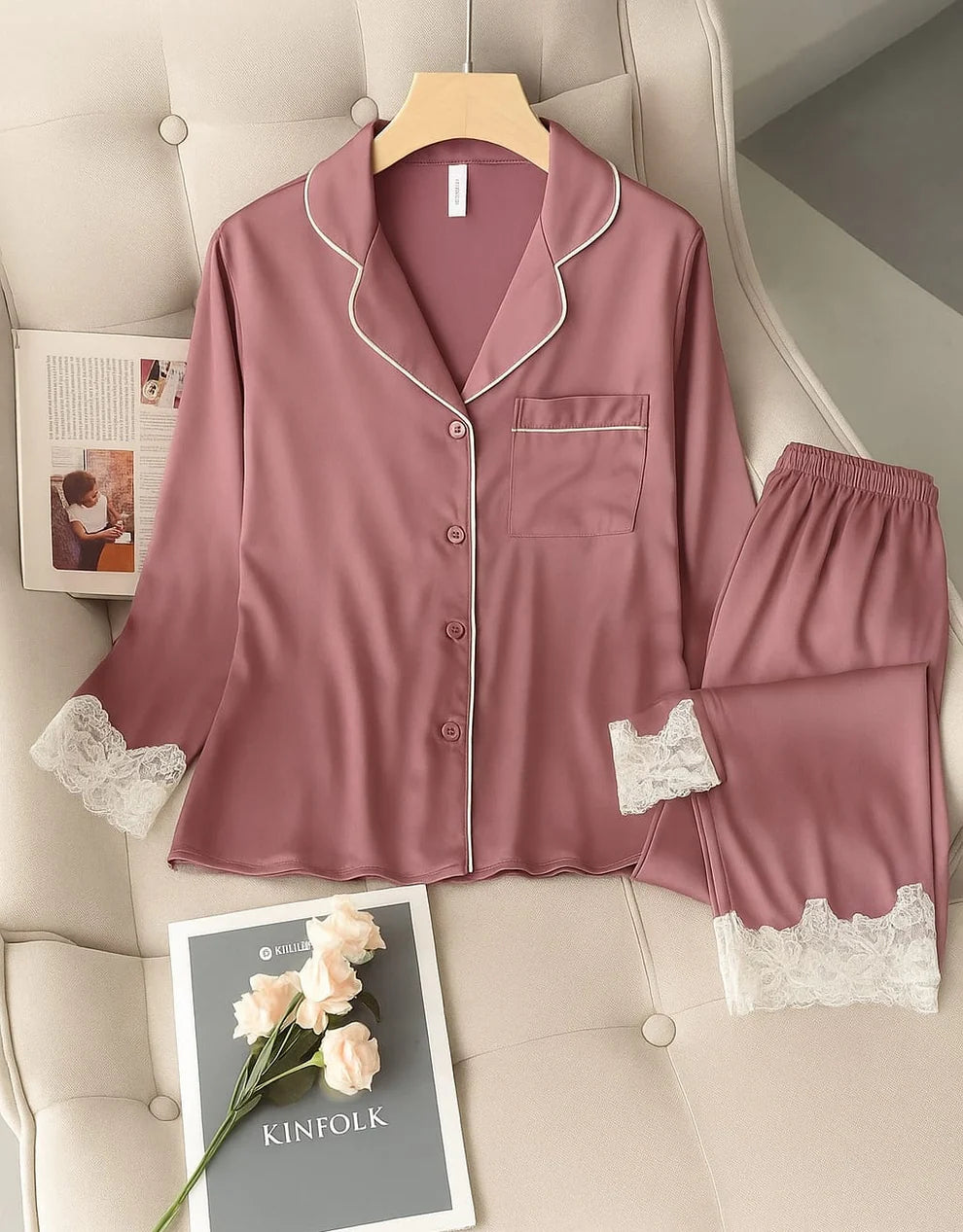 Dream Satin Pajamas Set 2.0 – Luxurious Faux Silk Sleepwear for Women