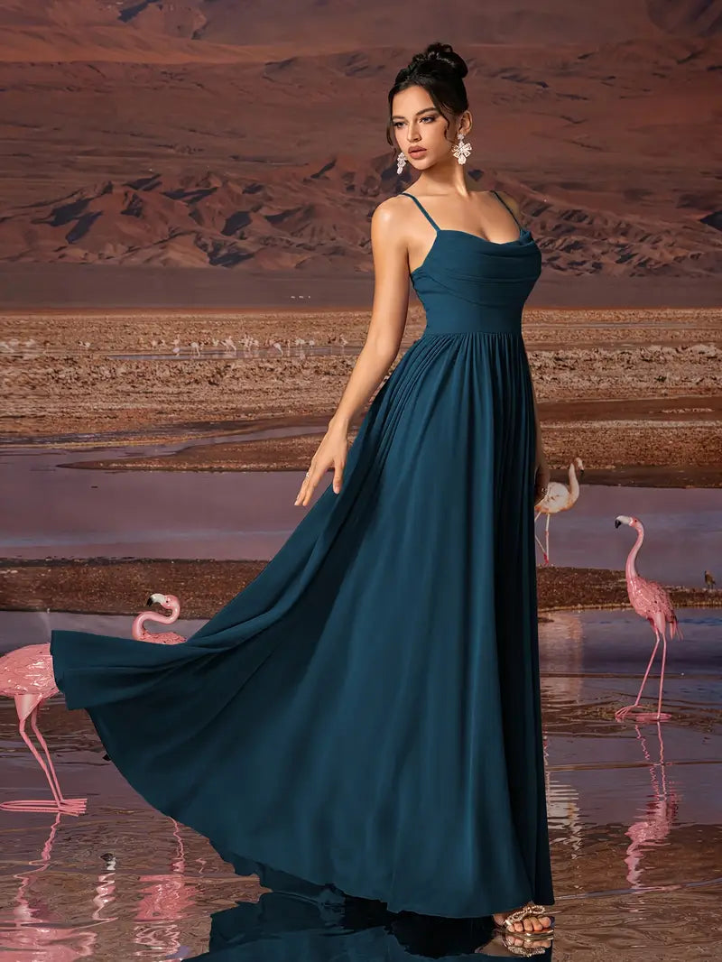 Chiffon Strapless Formal Gown – Stylish Ruched Waist Party Dress
