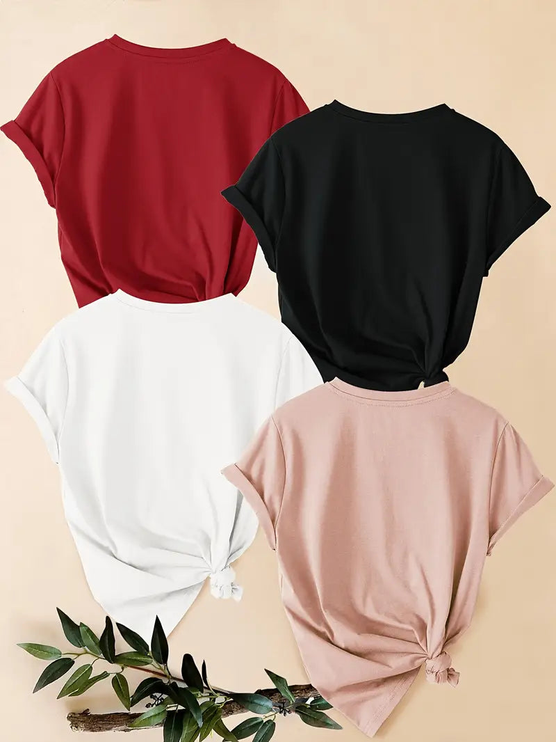 4Pc Stylish Graphic Print T-Shirts