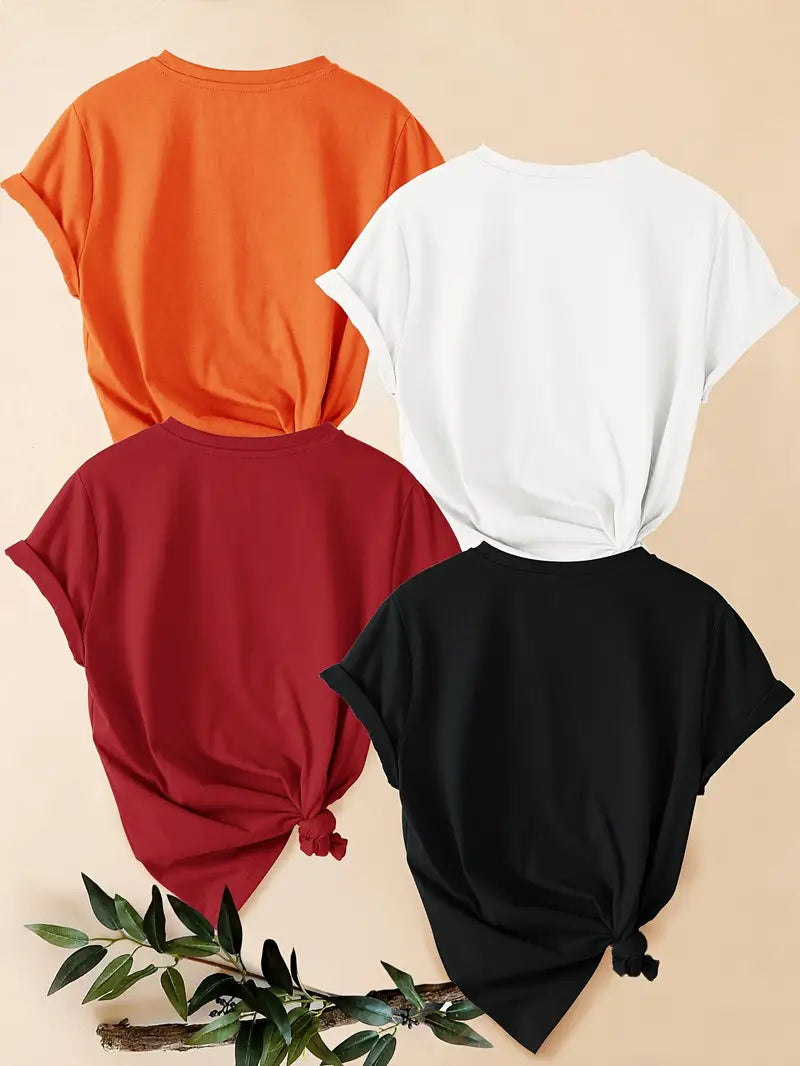 4Pc Stylish Graphic Print T-Shirts
