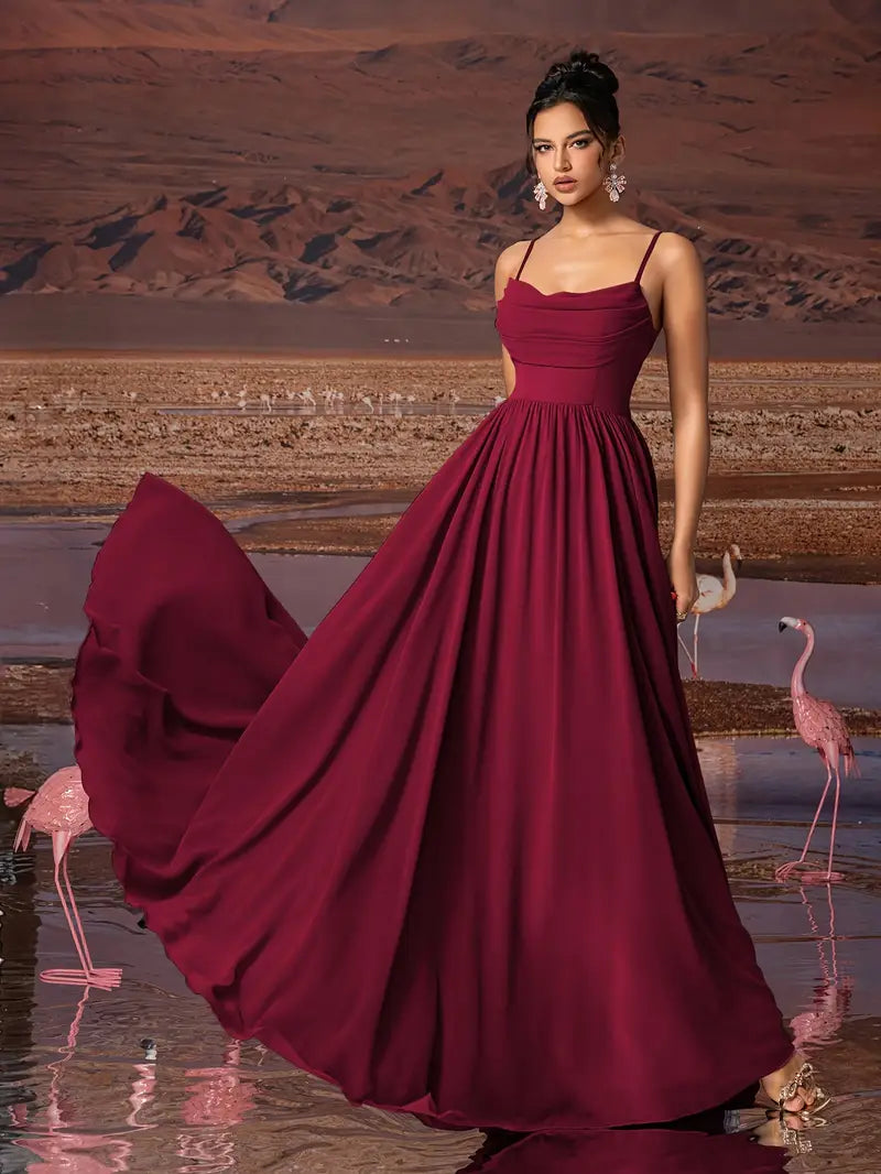 Chiffon Strapless Formal Gown – Stylish Ruched Waist Party Dress