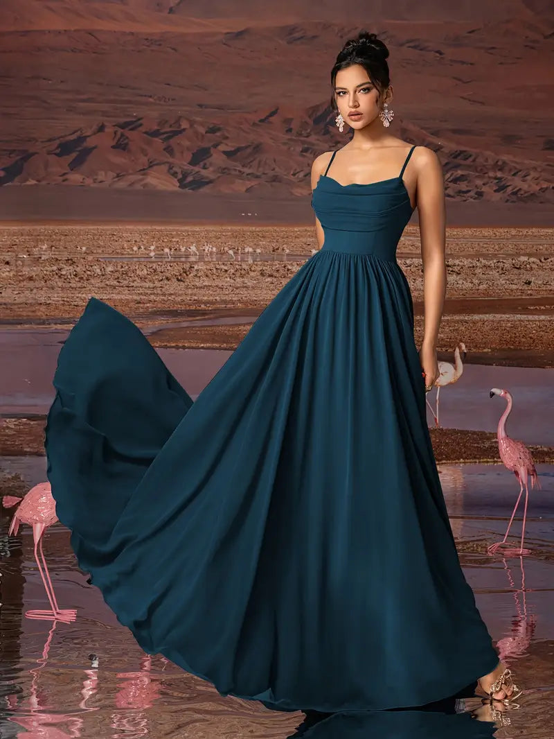 Chiffon Strapless Formal Gown – Stylish Ruched Waist Party Dress