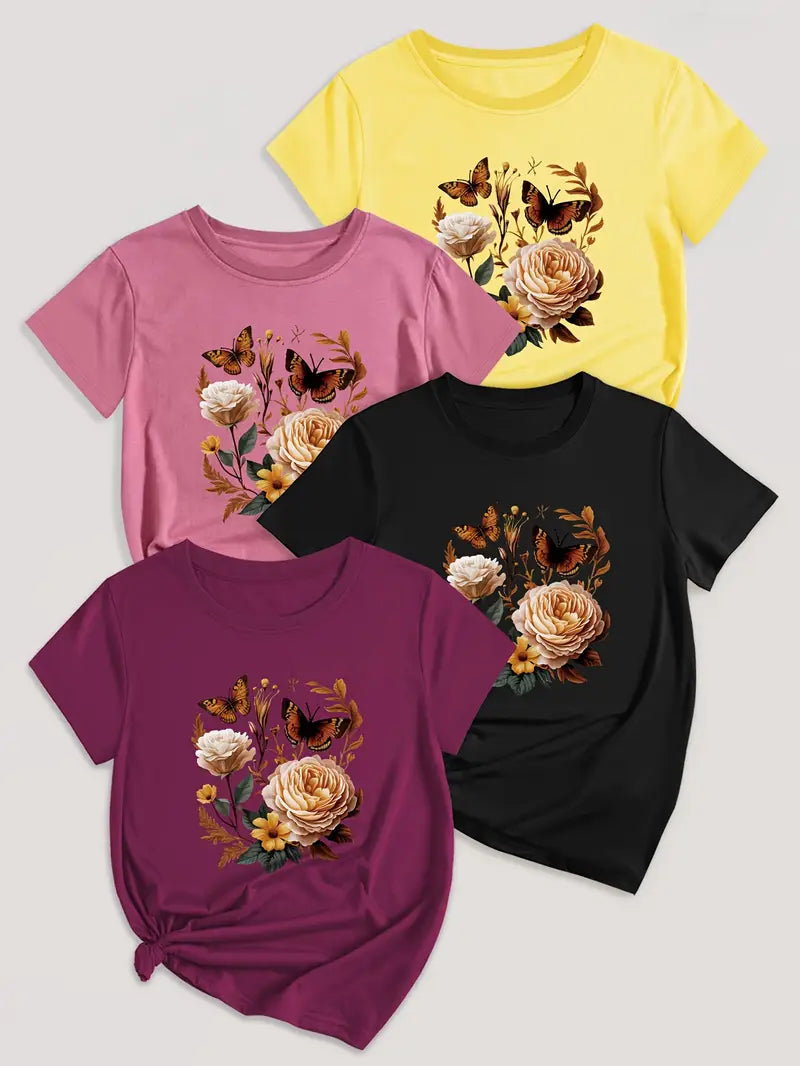 4Pc Stylish Graphic Print T-Shirts