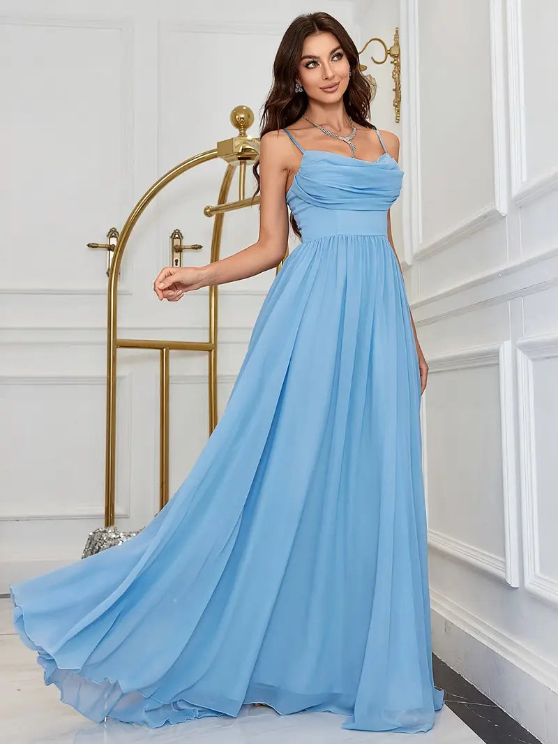 Chiffon Strapless Formal Gown – Stylish Ruched Waist Party Dress