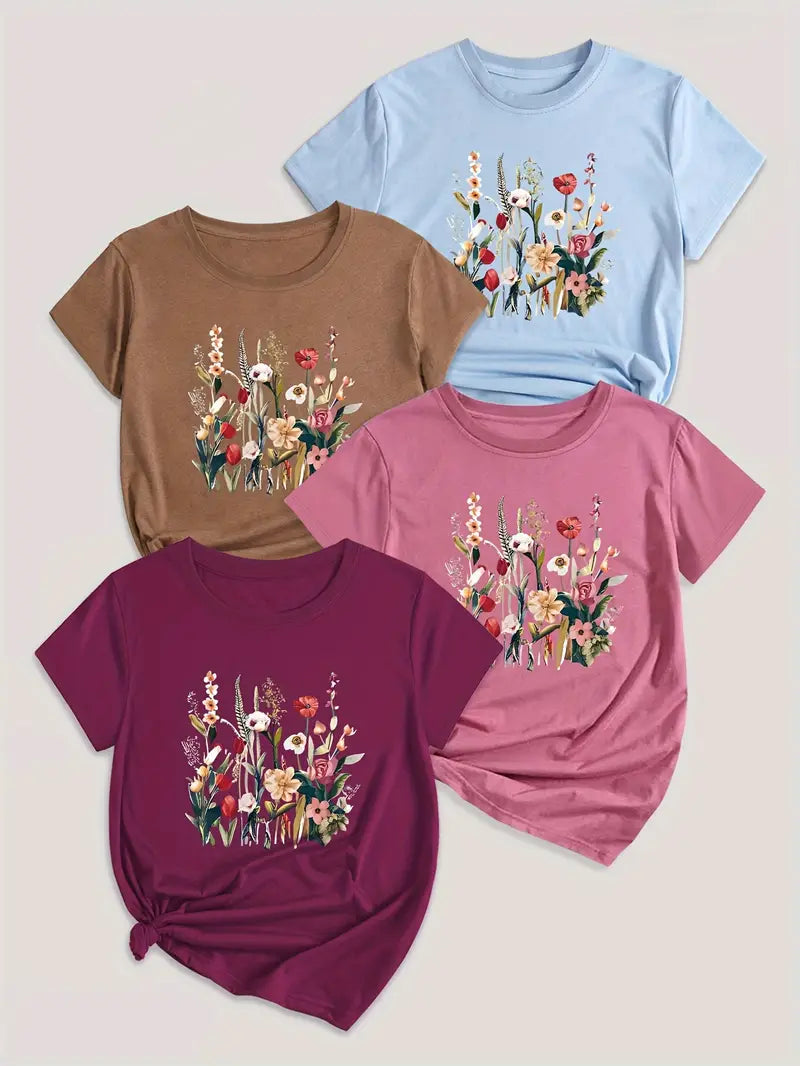 4Pc Stylish Graphic Print T-Shirts