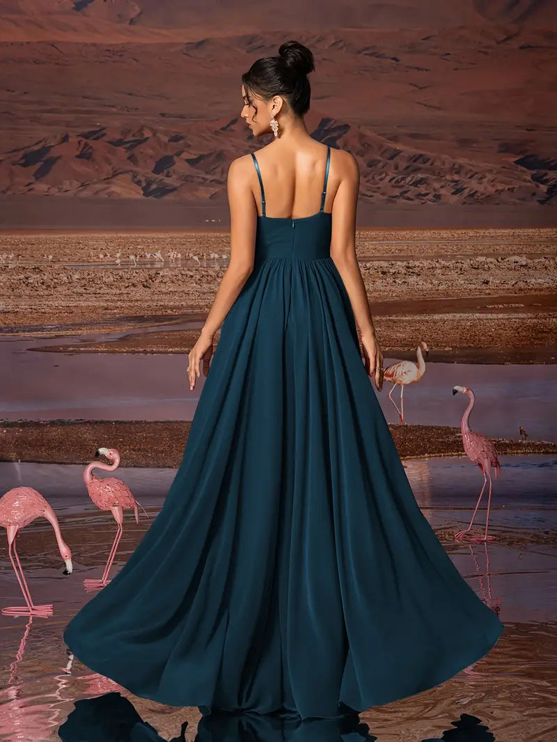 Chiffon Strapless Formal Gown – Stylish Ruched Waist Party Dress