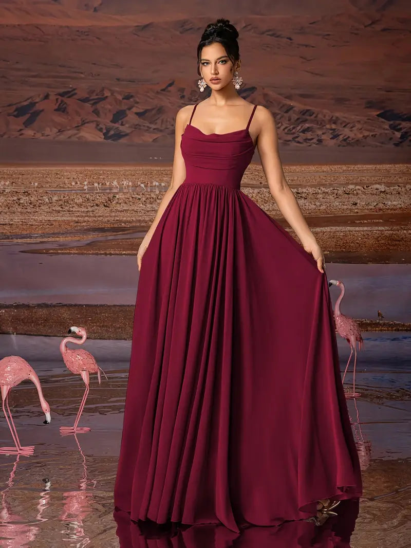 Chiffon Strapless Formal Gown – Stylish Ruched Waist Party Dress