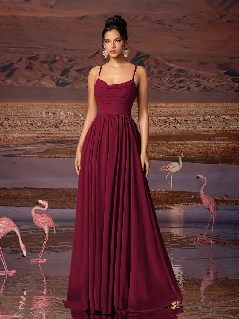 Chiffon Strapless Formal Gown – Stylish Ruched Waist Party Dress